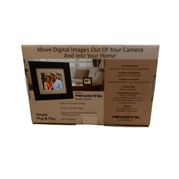 NIB Pan digital 3.5 LCD Digital photo frame - holds 40 images - office gparents - Picture 2 of 3